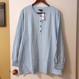 Lane Bryant Light Blue Sweatshirt with Buttons Size 30/32 NWT